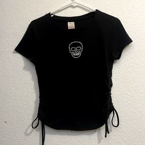 Small cropped shirt with rhinestone skull. Worn twice